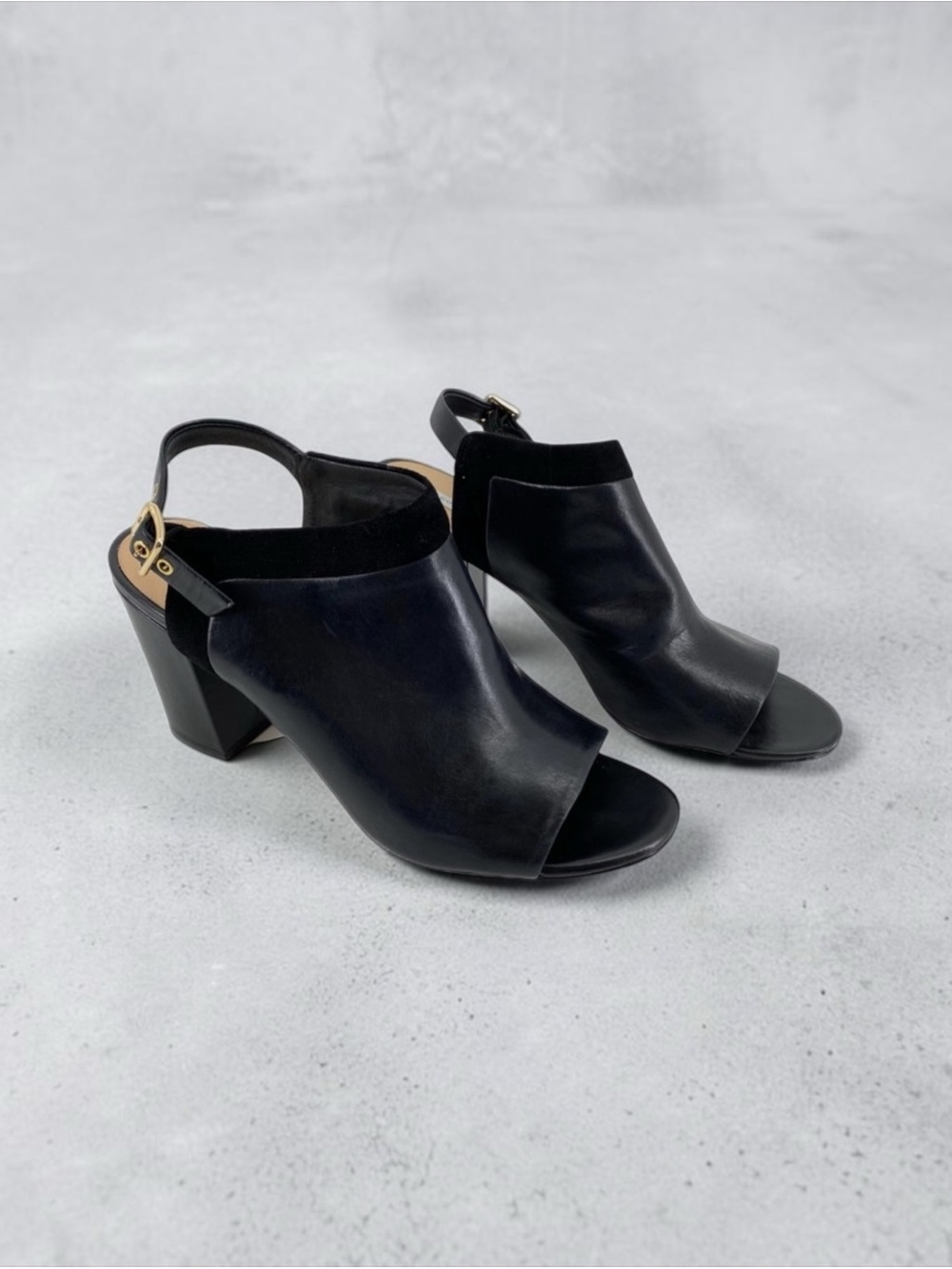 Cole Haan Black Leather Open Toe Sling Back
Heeled Sandals Size 8 1/2